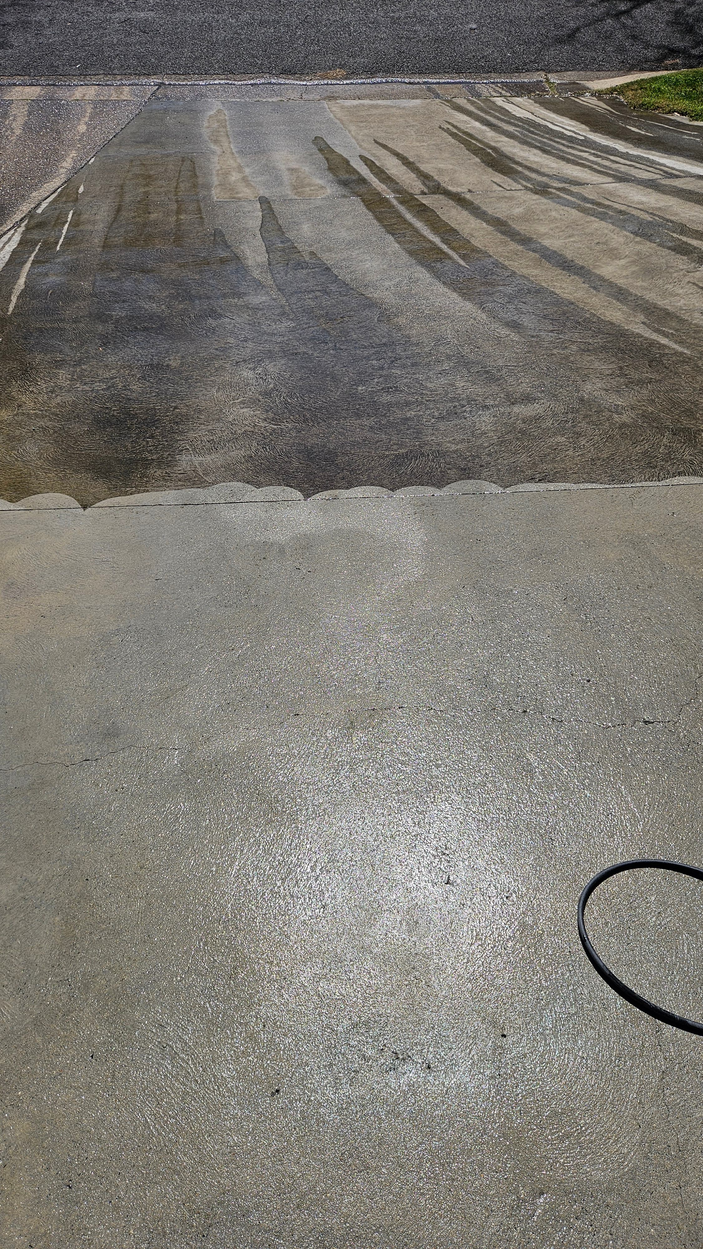 Pressure washed driveway